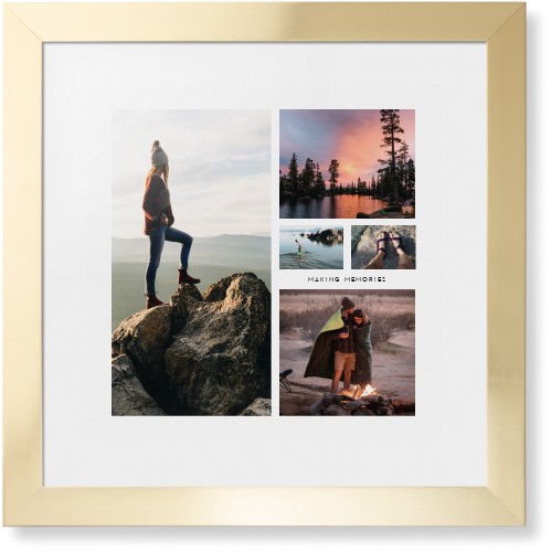 Hero Collage Framed Print, Matte Gold, Contemporary, None, White, Single piece, 16x16, Multicolor, multi