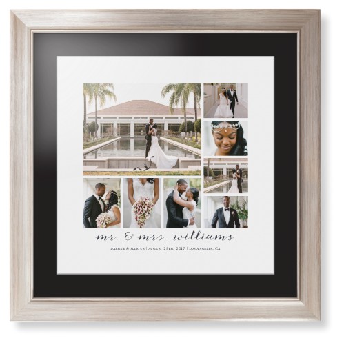 Clean Gallery Collage of Eight Framed Print, Metallic, Modern, White, Black, Single piece, 16x16, Multicolor, multi