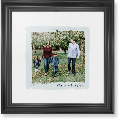 Brush Stroke Border Framed Print, Black, Classic, None, White, Single piece, 16x16, Gray, air