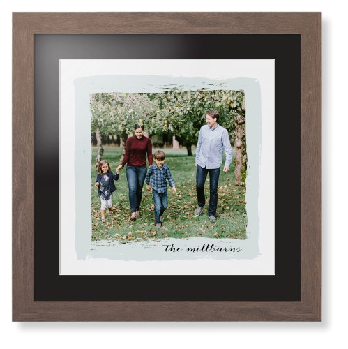 Brush Stroke Border Framed Print, Walnut, Contemporary, White, Black, Single piece, 16x16, Gray, air