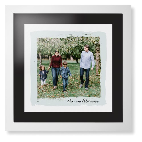 Brush Stroke Border Framed Print, White, Contemporary, White, Black, Single piece, 16x16, Gray, air