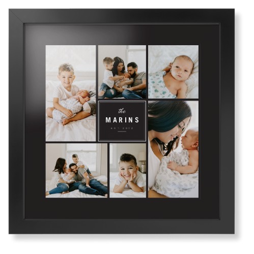 Contemporary Family Collage Framed Print, Black, Contemporary, Black, Black, Single piece, 16x16, Blue, cedar