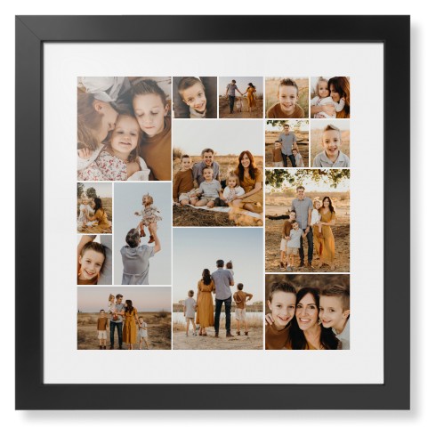 Gallery of Fifteen Framed Print, Black, Contemporary, White, White, Single piece, 16x16, Multicolor