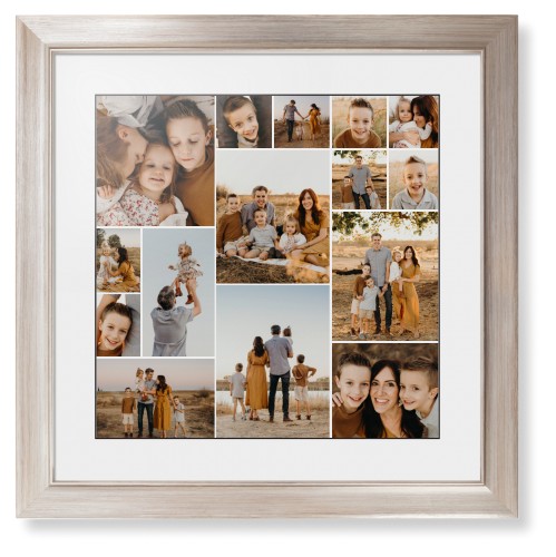 Gallery of Fifteen Framed Print, Metallic, Modern, Black, White, Single piece, 16x16, Multicolor, multi