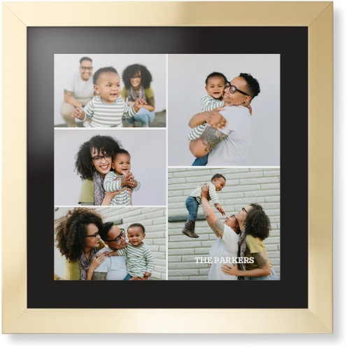 Gallery of Five Portrait Framed Print, Matte Gold, Contemporary, Black, Black, Single piece, 16x16, Multicolor
