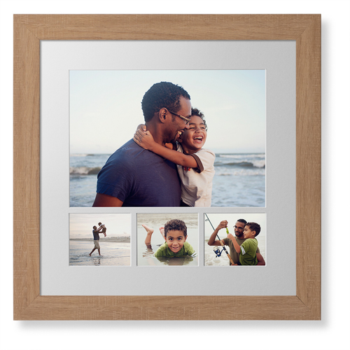 Mixed Four Up Hero Deluxe Mat Framed Print, Natural, Contemporary, White, Single piece, 16x16, White, white