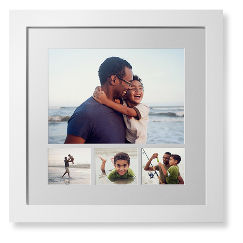 Mixed Four Up Hero Deluxe Mat Framed Print, White, Contemporary, White, Single piece, 16x16, White, white