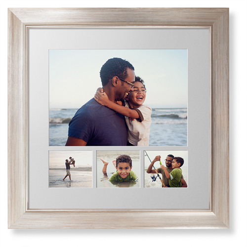 Mixed Four Up Hero Deluxe Mat Framed Print, Metallic, Modern, White, Single piece, 16x16, White, white