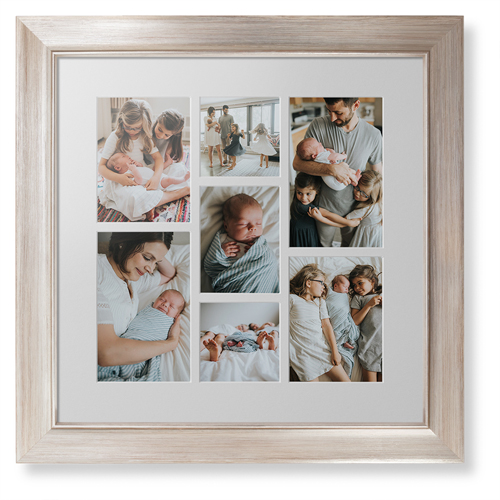 Mixed Seven Up Landscape Deluxe Mat Framed Print, Metallic, Modern, White, Single piece, 16x16, White, white