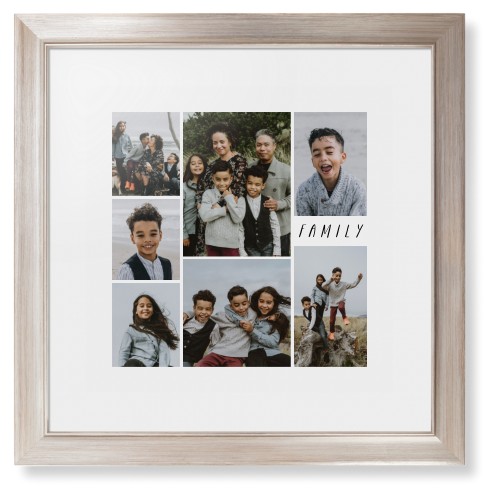 Rustic Picture Gallery Collage Of Seven Framed Print, Metallic, Modern, White, White, Single piece, 16x16, Multicolor
