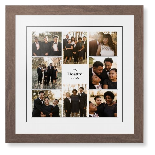 Modern Family Collage Framed Print, Walnut, Contemporary, Black, White, Single piece, 16x16, White, white