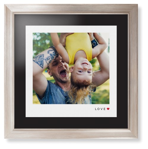 Modern Love Heart Framed Print, Metallic, Modern, None, Black, Single piece, 16x16, White, white