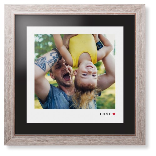 Modern Love Heart Framed Print, Rustic, Modern, White, Black, Single piece, 16x16, White