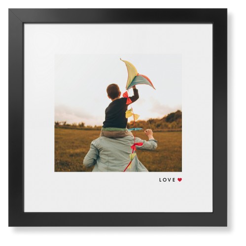 Modern Love Heart Portrait Framed Print, Black, Contemporary, White, White, Single piece, 16x16, White, white