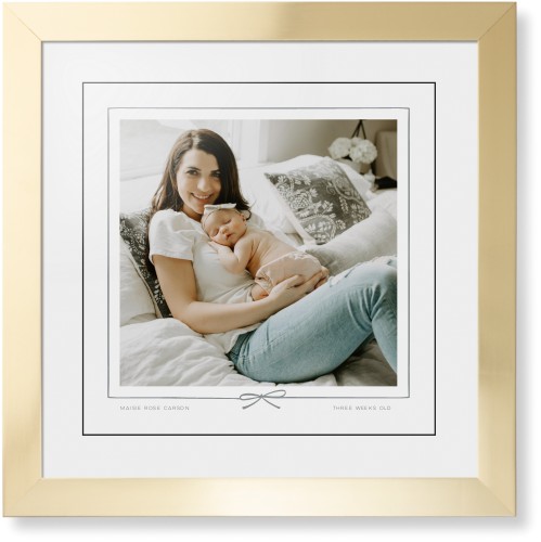 Whimsical Border of One Framed Print, Matte Gold, Contemporary, Black, White, Single piece, 16x16, Gray, silver