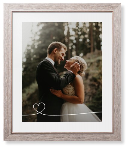 Heart Line Art Framed Print, Rustic, Modern, None, White, Single piece, 16x20, White