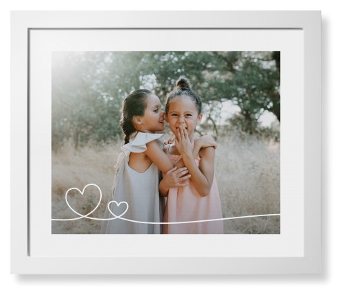 Double Heart Line Art Framed Print, White, Contemporary, White, White, Single piece, 16x20, White, white