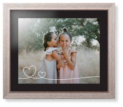 Double Heart Line Art Framed Print, Rustic, Modern, None, Black, Single piece, 16x20, White, white