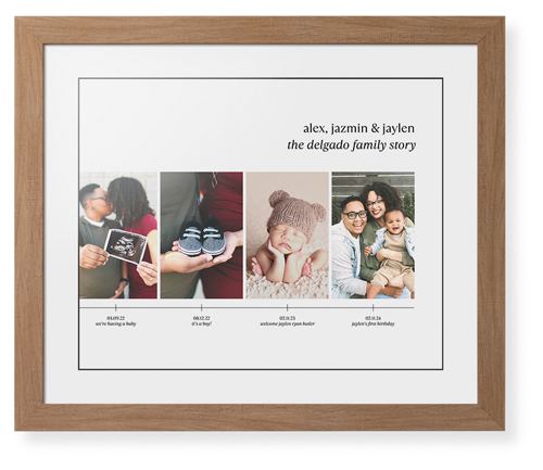Family Timeline Framed Print, Natural, Contemporary, Black, White, Single piece, 16x20, White