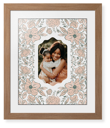 Classic Floral Border Framed Print, Natural, Contemporary, Black, White, Single piece, 16x20, White