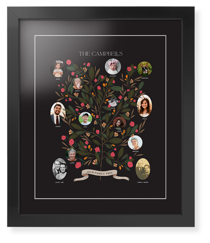 Blooming Family Tree Framed Print, Black, Contemporary, White, Black, Single piece, 16x20, Black