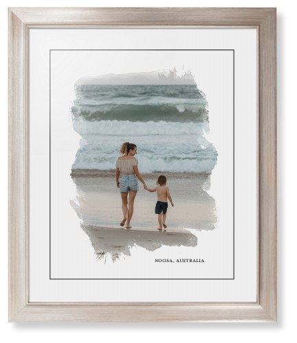 Brushed Moments Framed Print, Metallic, Modern, Black, White, Single piece, 16x20, White, white