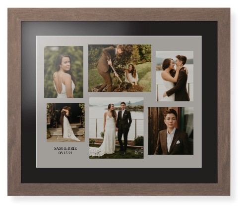 Gallery Collage of Six Framed Print, Walnut, Contemporary, White, Black, Single piece, 16x20, Multicolor