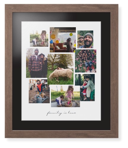 Gallery Collage of Nine Framed Print, Walnut, Contemporary, White, Black, Single piece, 16x20, White