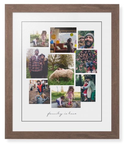 Gallery Collage of Nine Framed Print, Walnut, Contemporary, Black, White, Single piece, 16x20, White, white