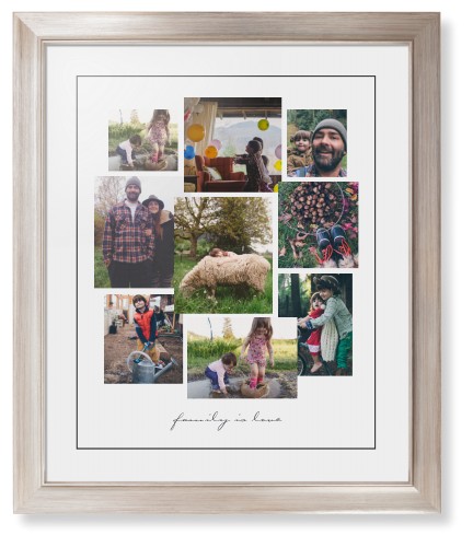 Gallery Collage of Nine Framed Print, Metallic, Modern, Black, White, Single piece, 16x20, White, white