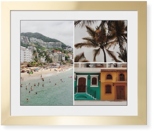 Gallery of Three Framed Print, Matte Gold, Contemporary, Black, White, Single piece, 16x20, Multicolor, multi