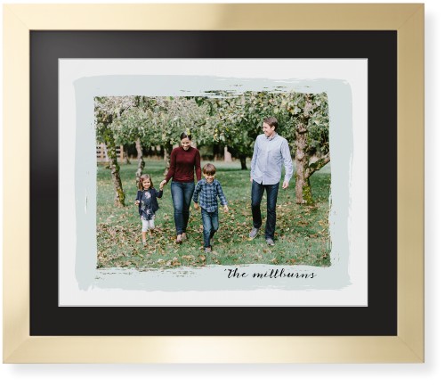 Brush Stroke Border Framed Print, Matte Gold, Contemporary, White, Black, Single piece, 16x20, Gray, air