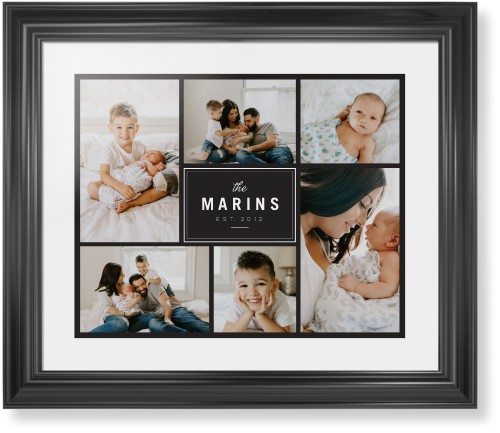 Contemporary Family Collage Framed Print, Black, Classic, White, White, Single piece, 16x20, Blue, cedar