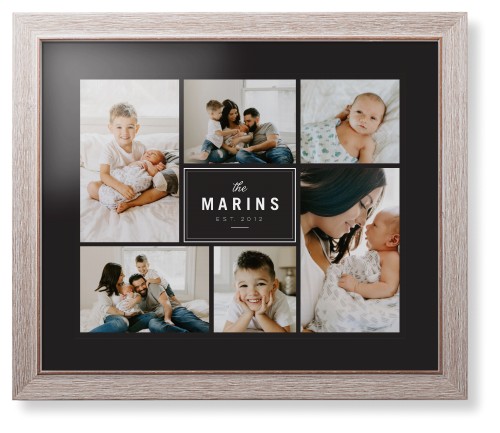 Contemporary Family Collage Framed Print, Rustic, Modern, Black, Black, Single piece, 16x20, Blue
