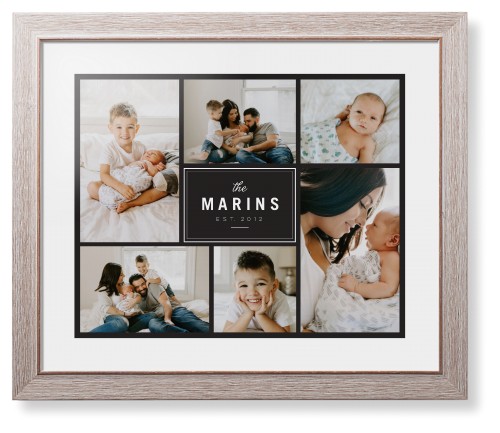 Contemporary Family Collage Framed Print, Rustic, Modern, White, White, Single piece, 16x20, Blue