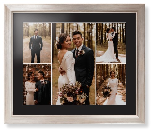 Gallery of Five Framed Print, Metallic, Modern, White, Black, Single piece, 16x20, Multicolor
