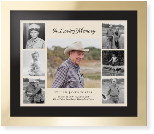 Gallery of Seven Memorial Framed Print, Matte Gold, Contemporary, White, Black, Single piece, 16x20, Multicolor, multi