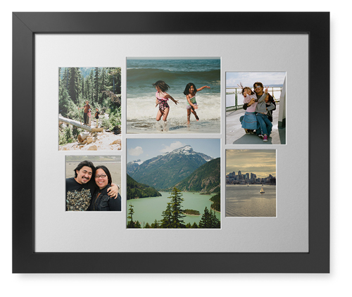Mixed Six Up Landscape Collage Deluxe Mat Framed Print, Black, Contemporary, White, Single piece, 16x20, White