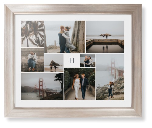 Classic Monogram Gallery of Nine Framed Print, Metallic, Modern, None, None, Single piece, 16x20, Multicolor