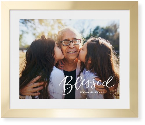 Contemporary Blessed Letters Framed Print, Matte Gold, Contemporary, White, White, Single piece, 16x20, White
