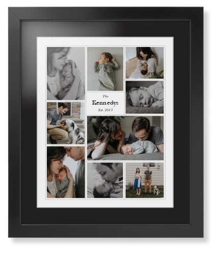 Modern Family Collage Portrait Framed Print, Black, Contemporary, White, Black, Single piece, 16x20, White