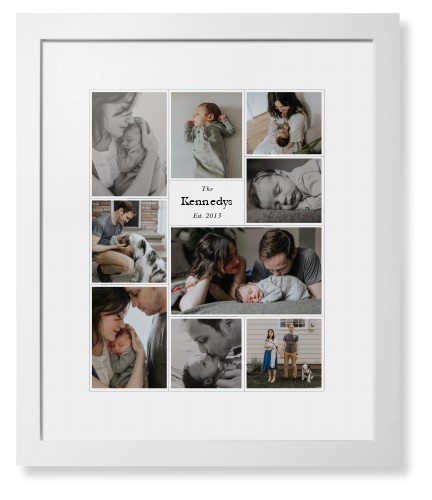 Modern Family Collage Portrait Framed Print, White, Contemporary, White, White, Single piece, 16x20, White