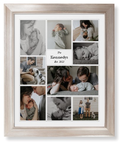 Modern Family Collage Portrait Framed Print, Metallic, Modern, None, None, Single piece, 16x20, White