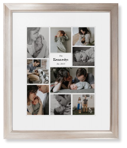 Modern Family Collage Portrait Framed Print, Metallic, Modern, White, White, Single piece, 16x20, White