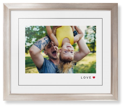 Modern Love Heart Framed Print, Metallic, Modern, Black, White, Single piece, 16x20, White