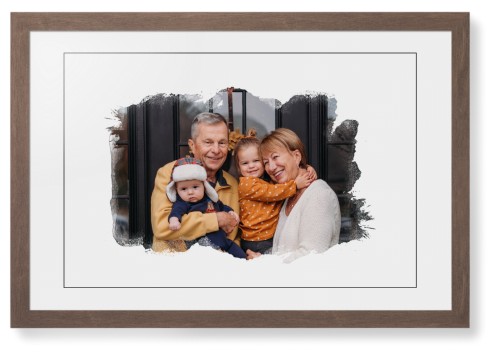 Brushed Moments Landscape Framed Print, Walnut, Contemporary, Black, White, Single piece, 20x30, White