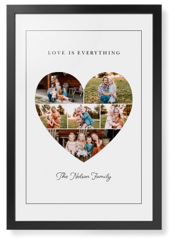 Filled Heart Framed Print, Black, Contemporary, Black, White, Single piece, 20x30, White