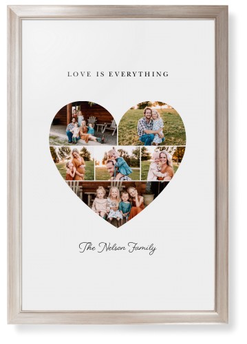 Filled Heart Framed Print, Metallic, Modern, White, White, Single piece, 20x30, White, white