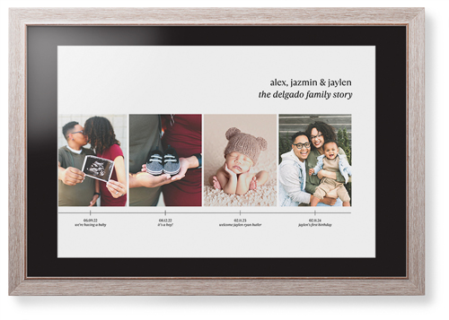 Family Timeline Framed Print, Rustic, Modern, White, Black, Single piece, 20x30, White, white