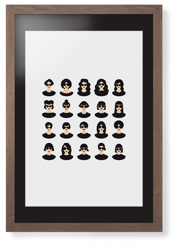 Modern Girls Framed Print, Walnut, Contemporary, White, Black, Single piece, 20x30, Multicolor